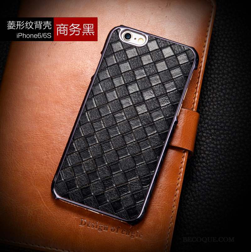 iPhone 6/6s Plus Luxe Noir Coque De Téléphone Vérifier Carreaux Étui En Cuir Losange