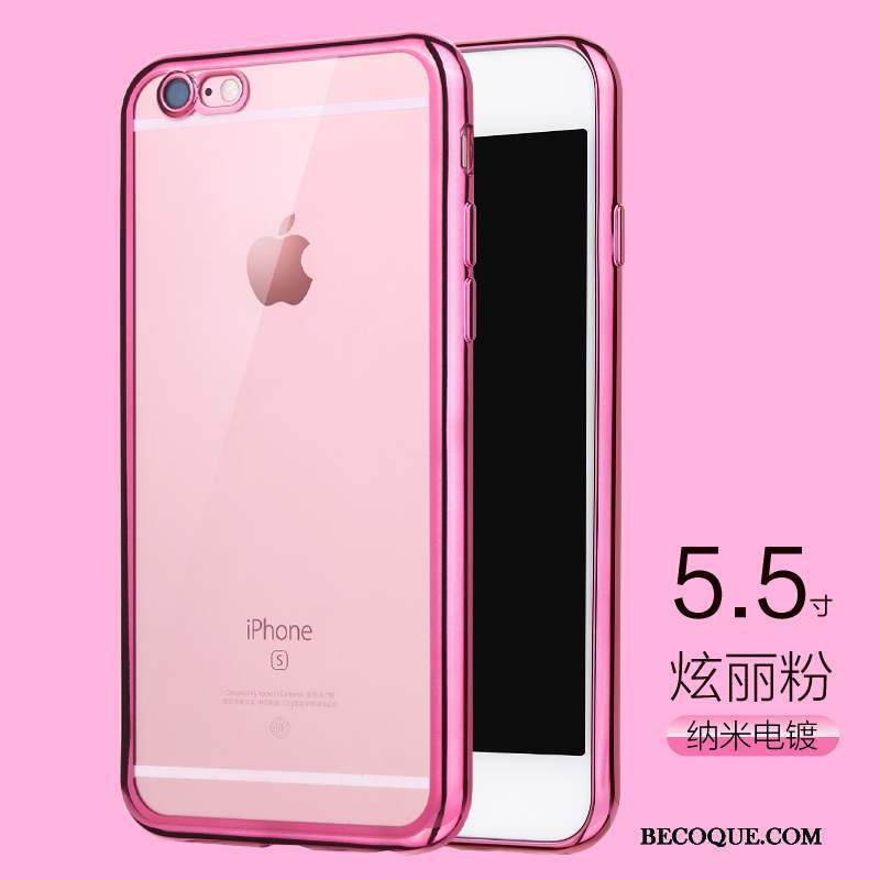 iPhone 6/6s Plus Or Rose Placage Silicone Transparent Coque De Téléphone