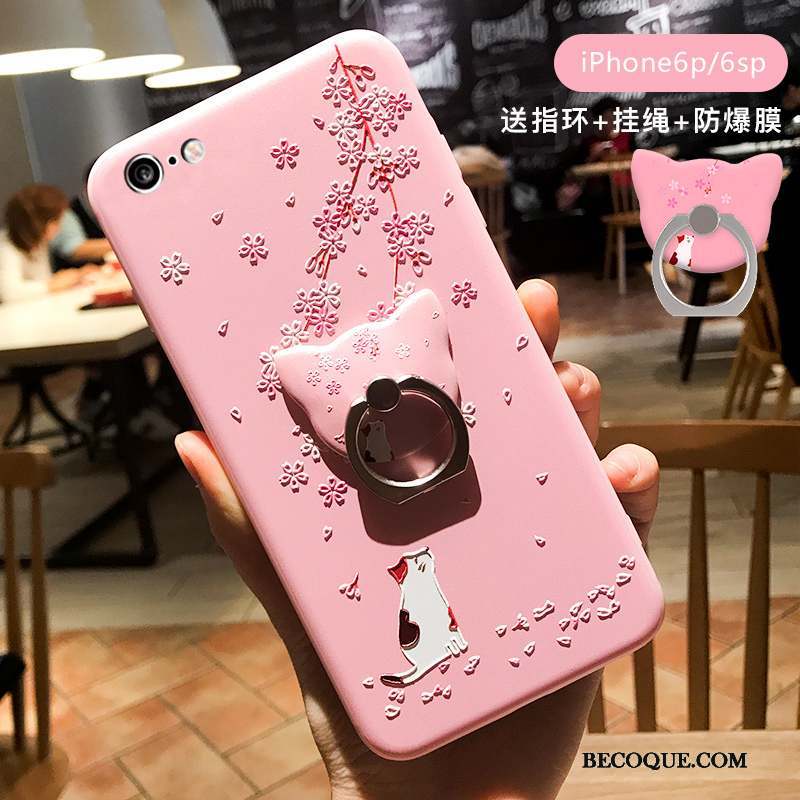 iPhone 6/6s Plus Rose Coque De Téléphone Incassable Chat Tout Compris Dessin Animé