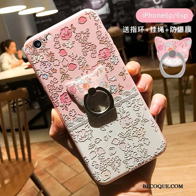 iPhone 6/6s Plus Rose Coque De Téléphone Incassable Chat Tout Compris Dessin Animé