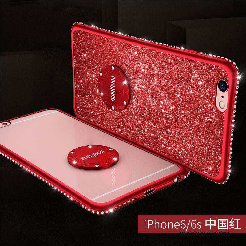 iPhone 6/6s Plus Rouge Silicone Fluide Doux Coque De Téléphone Strass Tendance