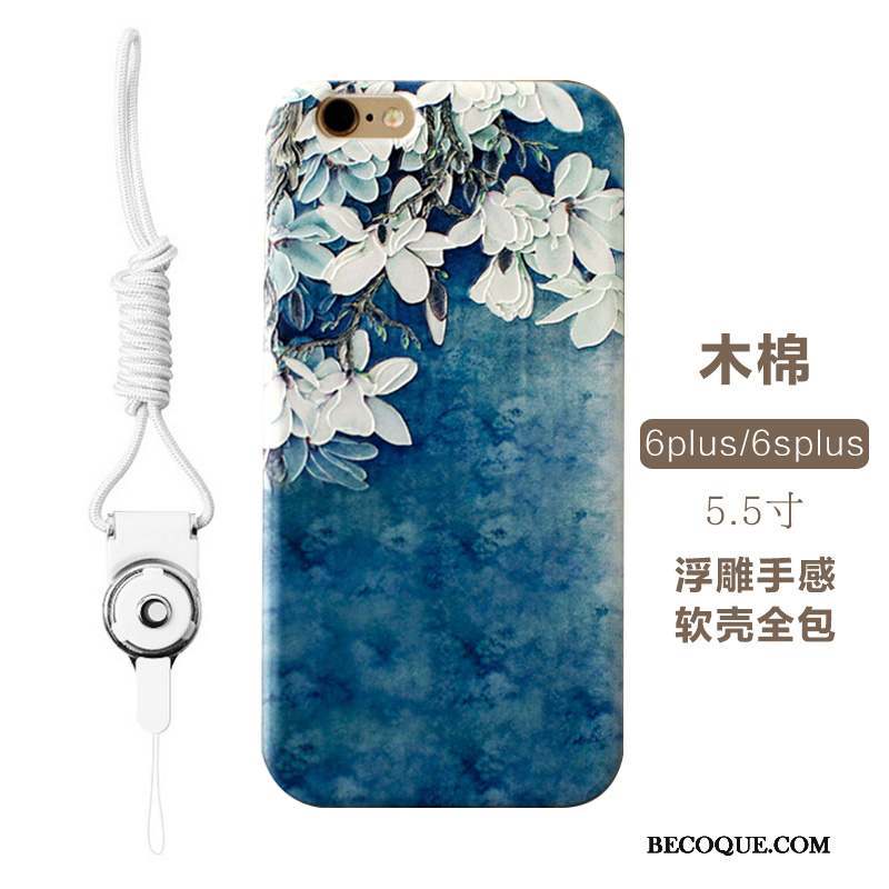 iPhone 6/6s Plus Tout Compris Incassable Fluide Doux Gaufrage Bleu Coque