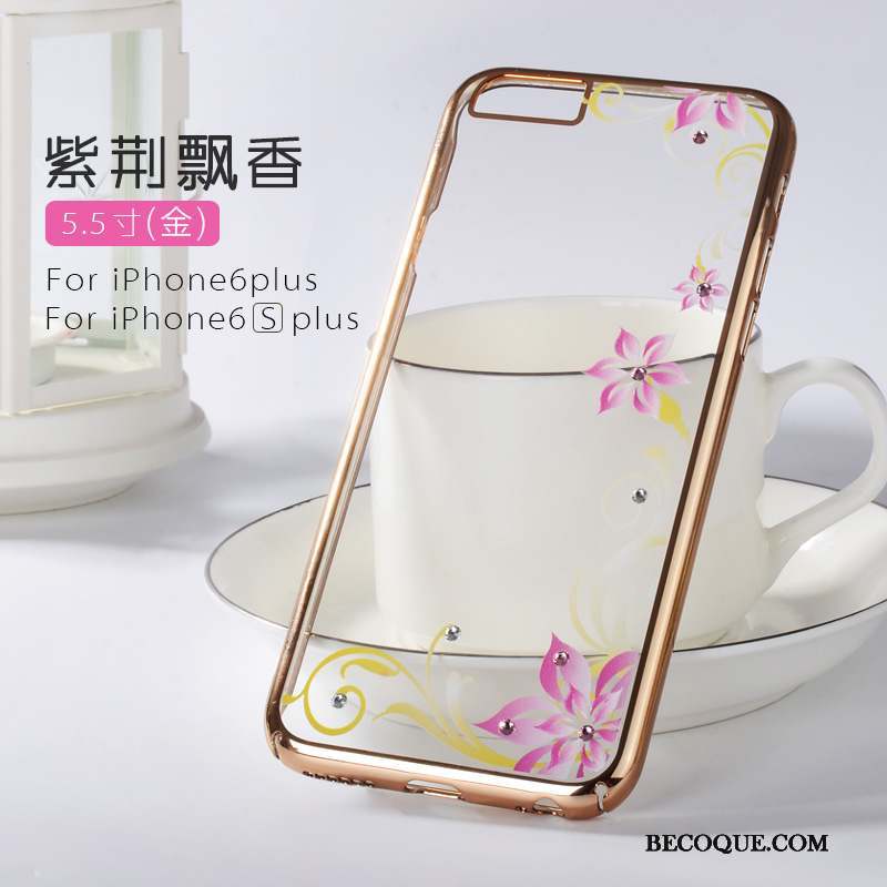 iPhone 6/6s Plus Transparent Gaufrage Coque Strass Rose Créatif