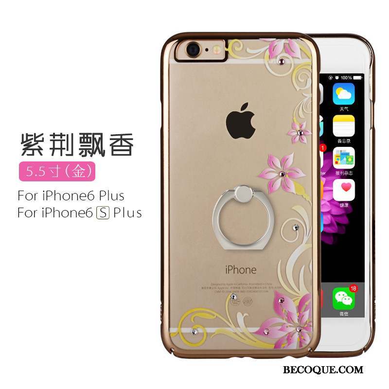 iPhone 6/6s Plus Transparent Gaufrage Coque Strass Rose Créatif