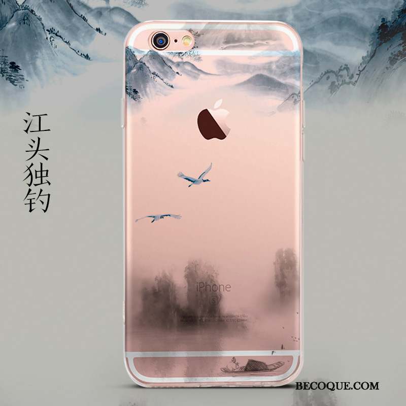 iPhone 6/6s Plus Transparent Protection Rose Peinture Difficile Coque De Téléphone