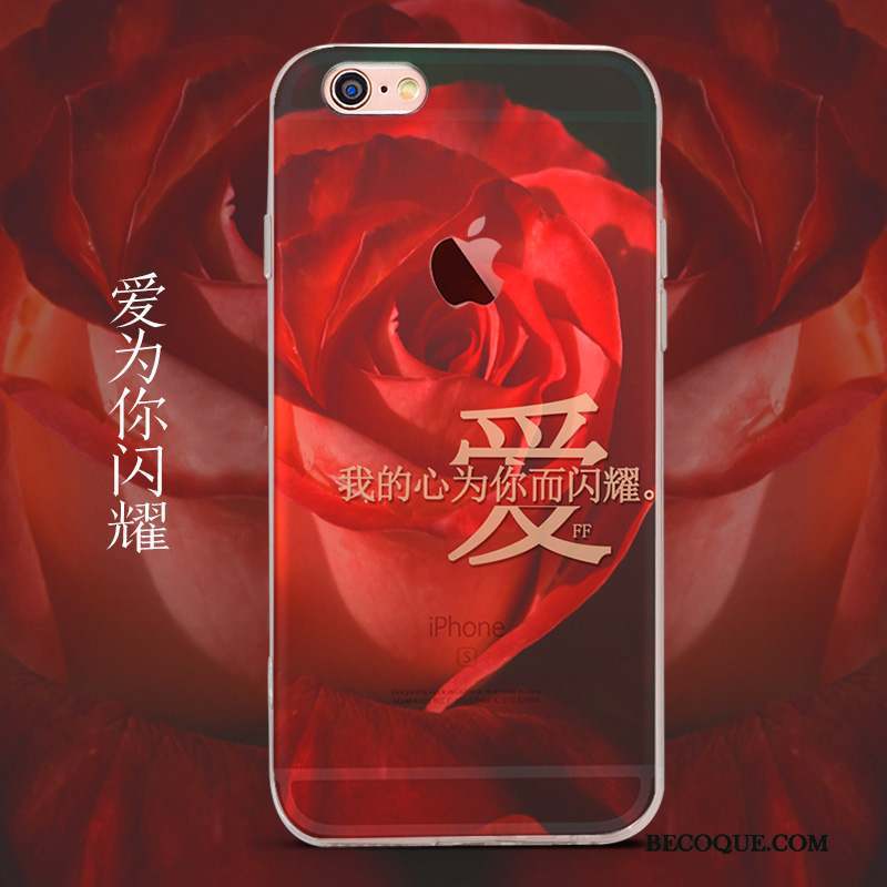 iPhone 6/6s Plus Transparent Protection Rose Peinture Difficile Coque De Téléphone