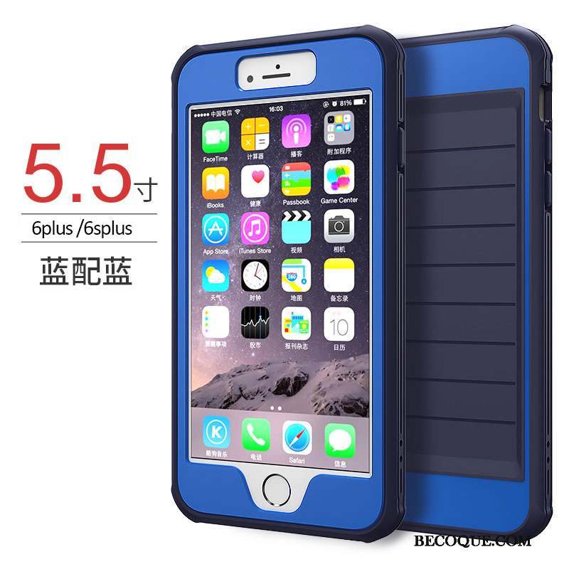 iPhone 6/6s Plus Trois Défenses Incassable Coque De Téléphone Bleu Tendance Silicone