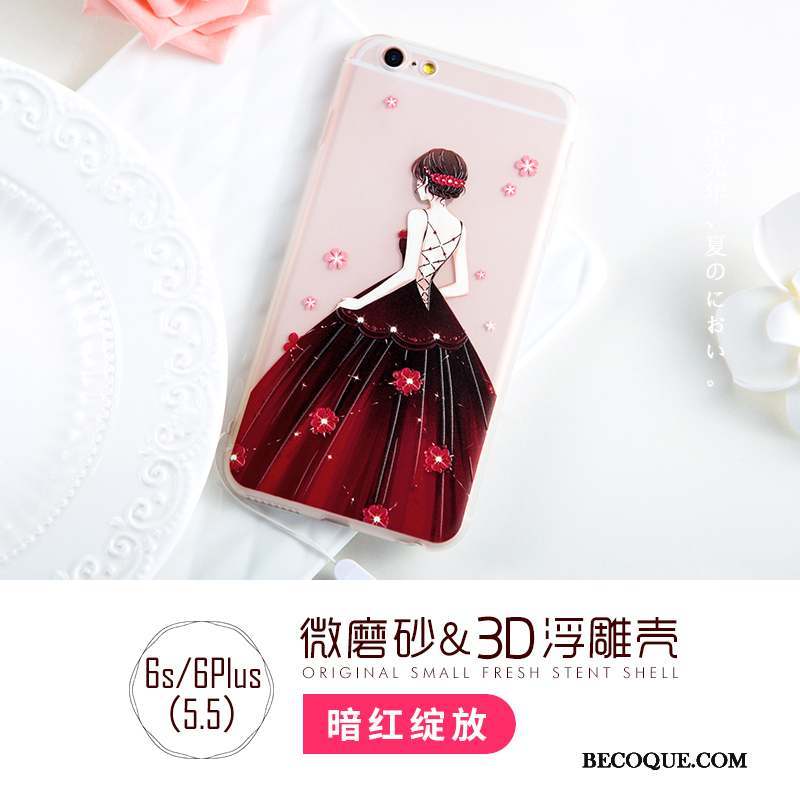 iPhone 6/6s Plus Étui Rose Coque De Téléphone Ornements Suspendus Transparent Incassable