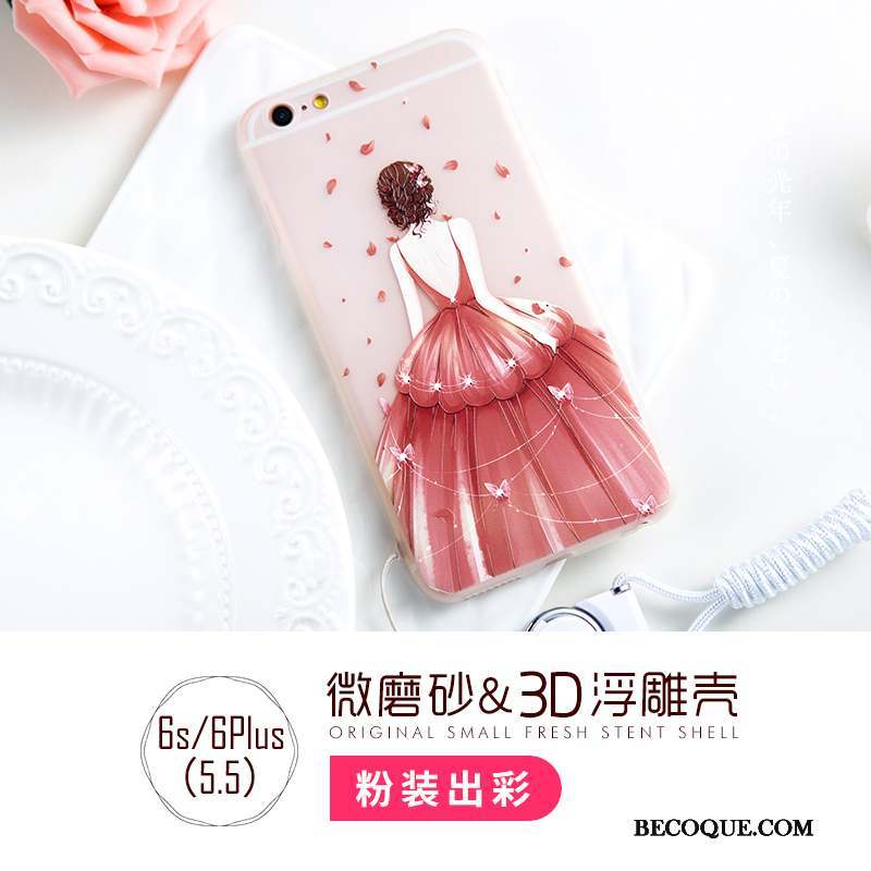 iPhone 6/6s Plus Étui Rose Coque De Téléphone Ornements Suspendus Transparent Incassable