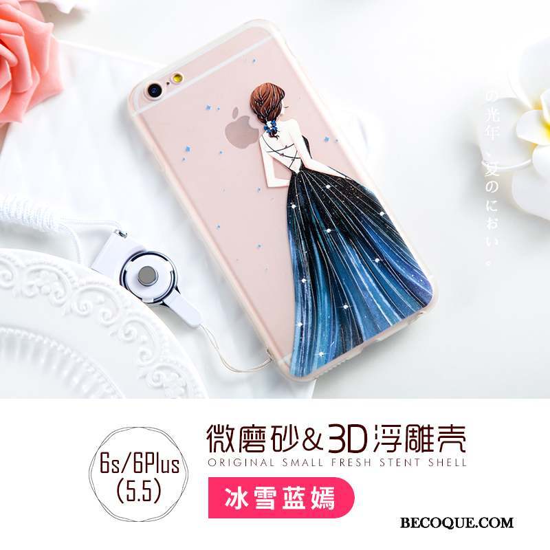 iPhone 6/6s Plus Étui Rose Coque De Téléphone Ornements Suspendus Transparent Incassable