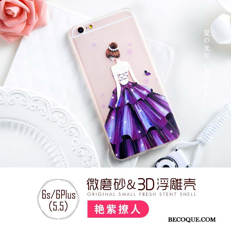 iPhone 6/6s Plus Étui Rose Coque De Téléphone Ornements Suspendus Transparent Incassable