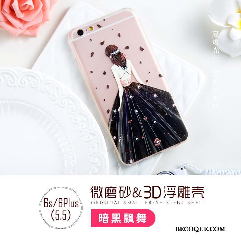 iPhone 6/6s Plus Étui Rose Coque De Téléphone Ornements Suspendus Transparent Incassable