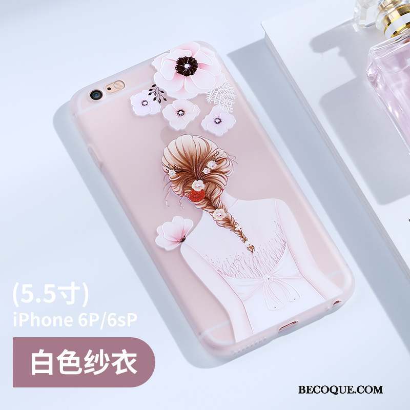 iPhone 6/6s Plus Étui Rose Coque De Téléphone Ornements Suspendus Transparent Incassable