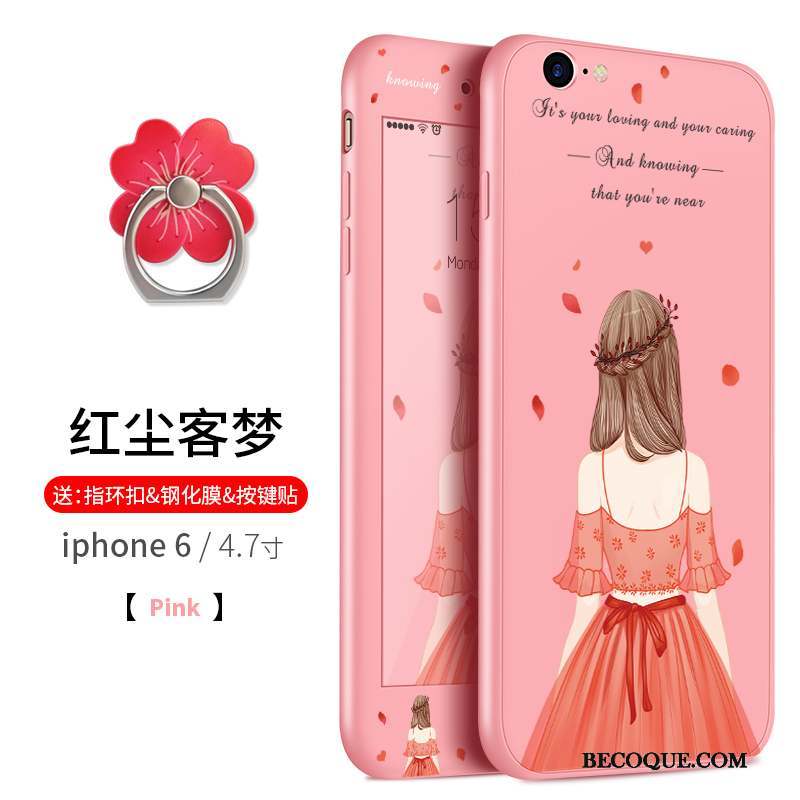 iPhone 6/6s Silicone Fluide Doux Coque De Téléphone Rose Tout Compris Ornements Suspendus