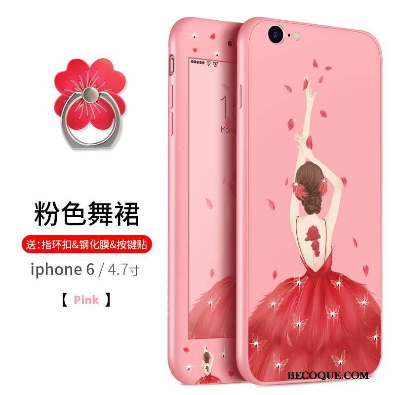 iPhone 6/6s Silicone Fluide Doux Coque De Téléphone Rose Tout Compris Ornements Suspendus