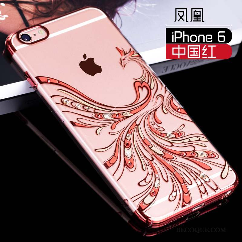 iPhone 6/6s Strass Incassable Coque De Téléphone Tout Compris Rouge Étui