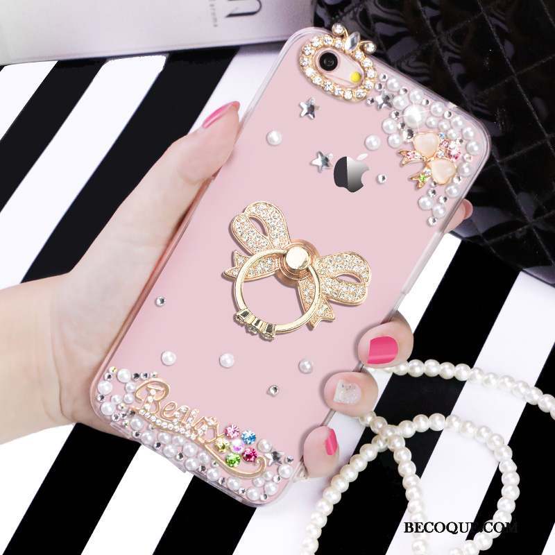 iPhone 6/6s Support Transparent Protection Coque Rose Strass