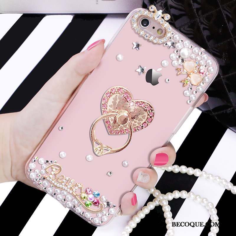iPhone 6/6s Support Transparent Protection Coque Rose Strass