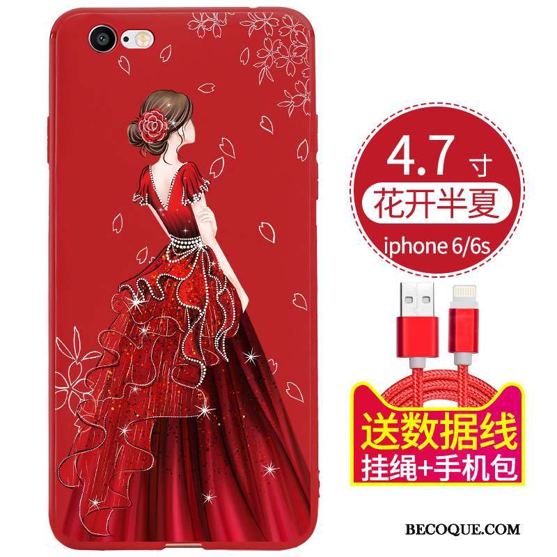 iPhone 6/6s Tout Compris Délavé En Daim Coque De Téléphone Fluide Doux Rouge Silicone