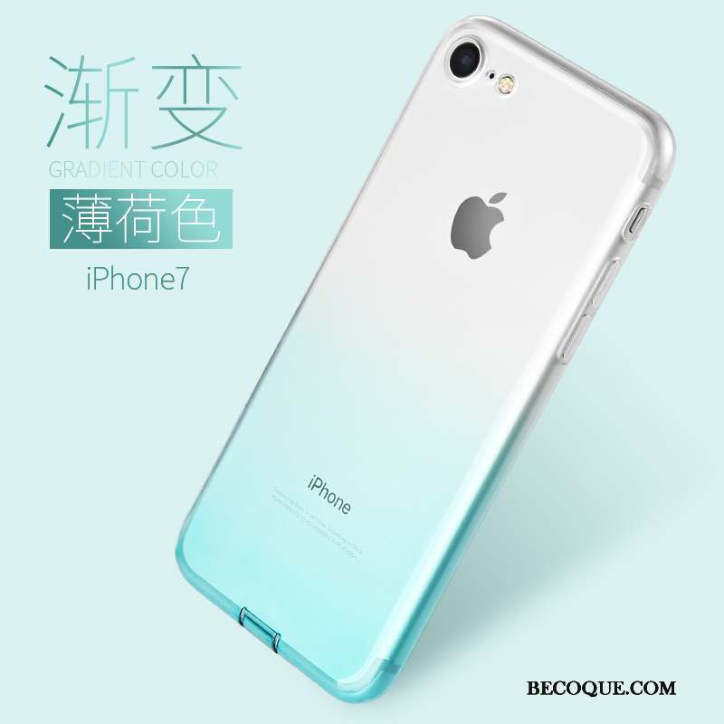 iPhone 7 Bleu Clair Coque Fluide Doux Silicone Dégradé De Couleur De Téléphone