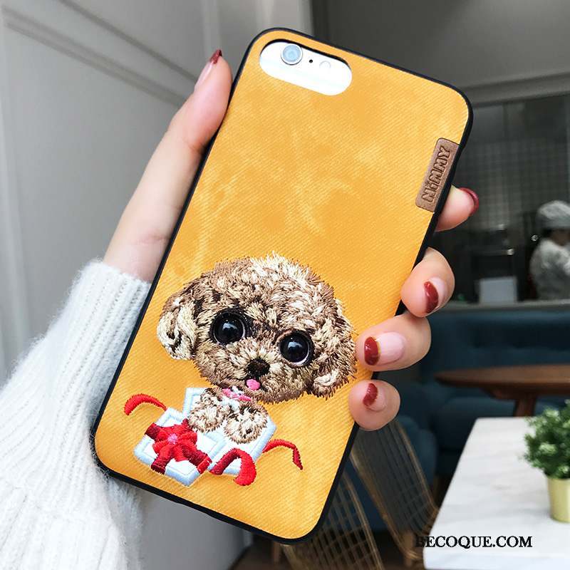 iPhone 7 Coque Broderie Chiens Incassable Nouveau Rouge Marque De Tendance