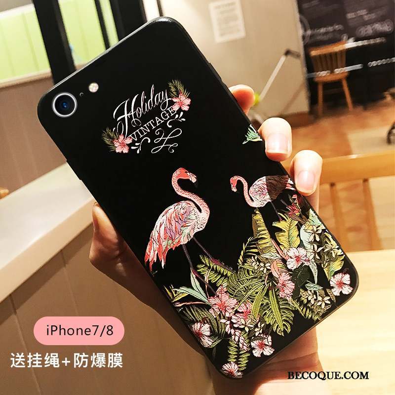 iPhone 7 Coque De Téléphone Oiseau Tendance Noir Gaufrage Tout Compris