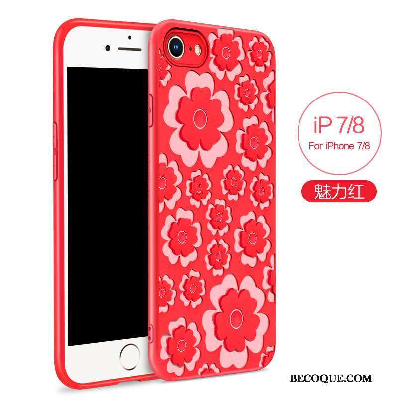 iPhone 7 Coque De Téléphone Tempérer Rouge Fluide Doux Incassable Tout Compris