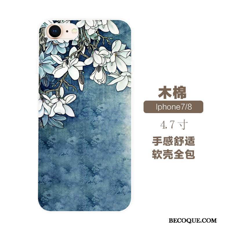 iPhone 7 Coque Fluide Doux Incassable Tout Compris Marque De Tendance Fleurs Gaufrage