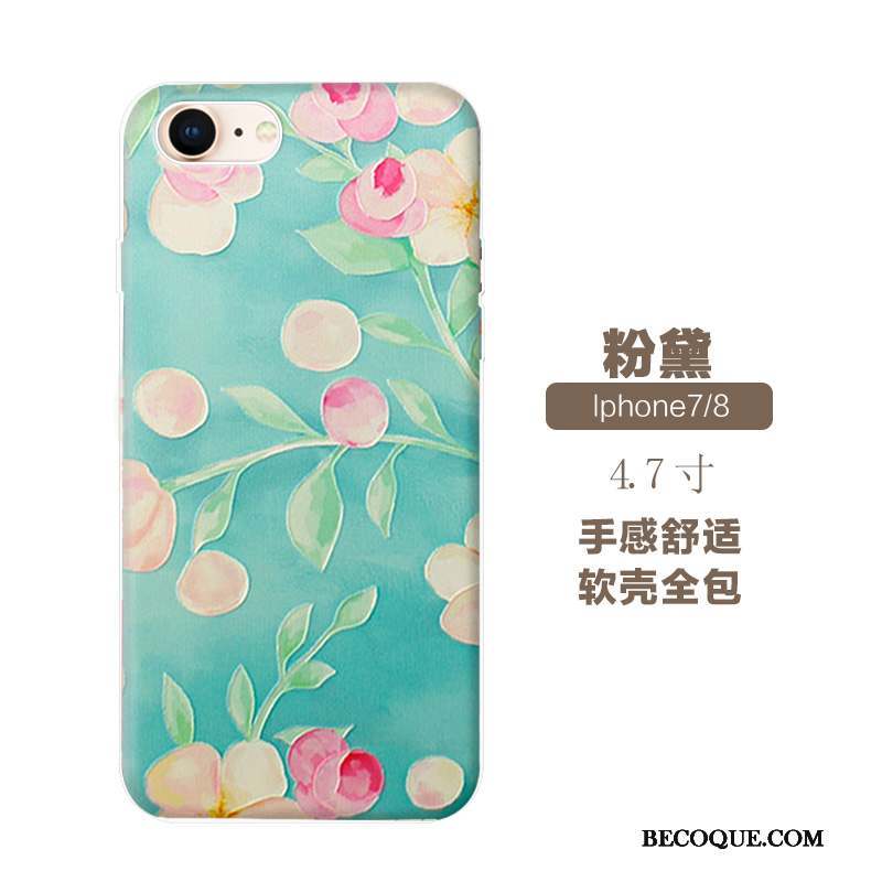 iPhone 7 Coque Fluide Doux Incassable Tout Compris Marque De Tendance Fleurs Gaufrage