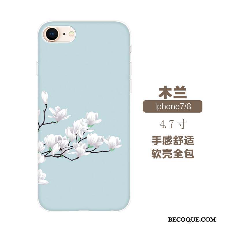 iPhone 7 Coque Fluide Doux Incassable Tout Compris Marque De Tendance Fleurs Gaufrage