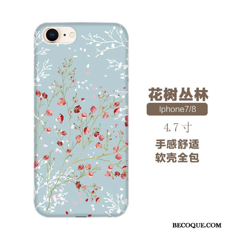 iPhone 7 Coque Fluide Doux Incassable Tout Compris Marque De Tendance Fleurs Gaufrage