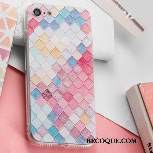 iPhone 7 Coque Fluide Doux Net Rouge Verre Nouveau Multicolore Étui