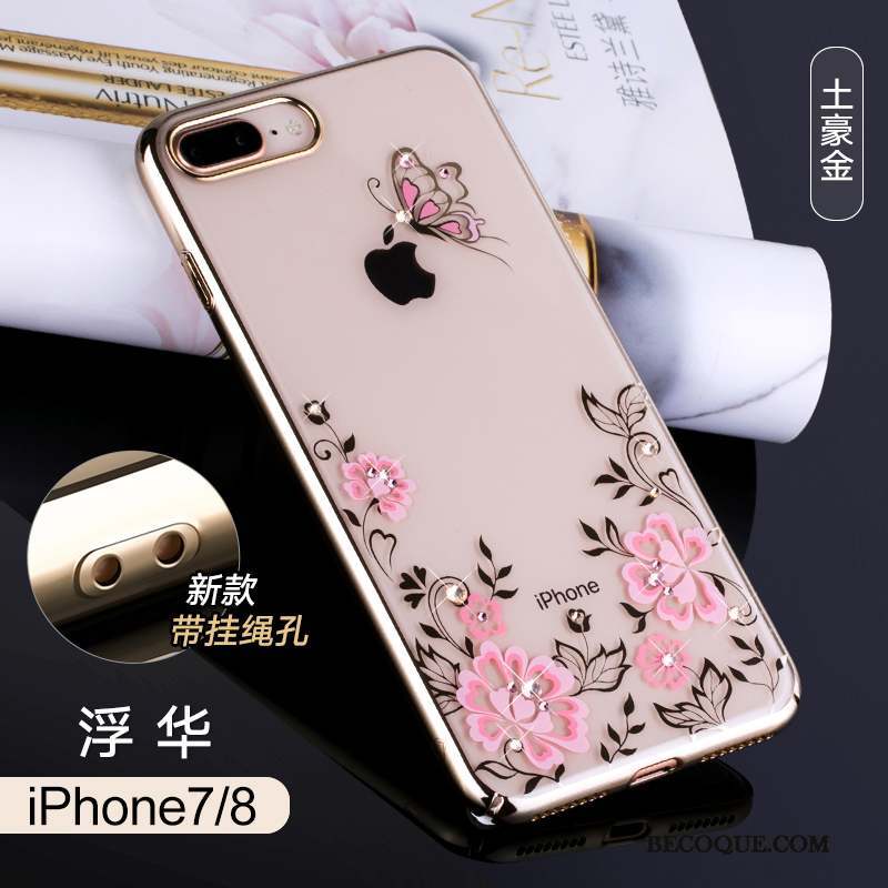 iPhone 7 Coque Marque De Tendance Étui Or Rose Transparent Incassable Nouveau