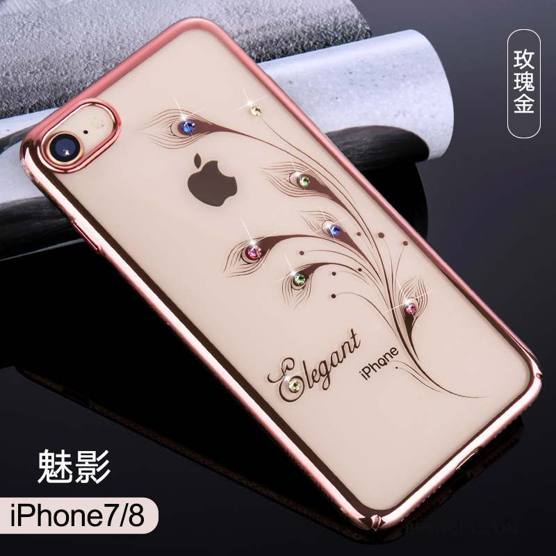 iPhone 7 Coque Marque De Tendance Étui Or Rose Transparent Incassable Nouveau