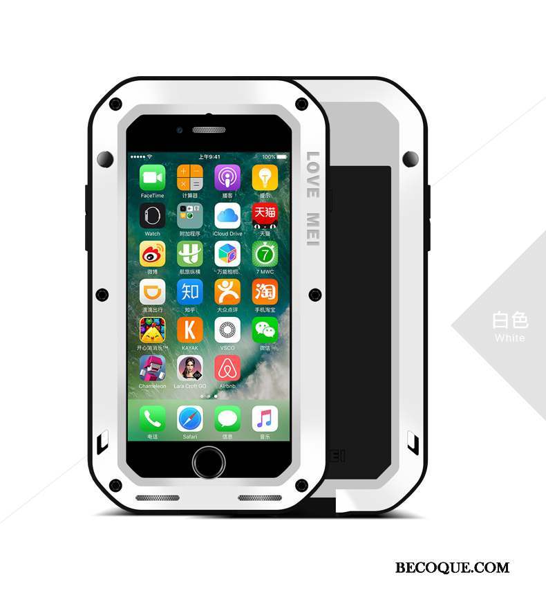 iPhone 7 Coque Protection Outdoor Métal Jaune Trois Défenses Décompression