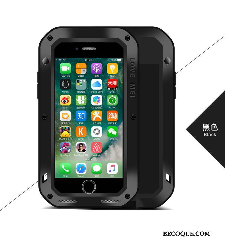 iPhone 7 Coque Protection Outdoor Métal Jaune Trois Défenses Décompression
