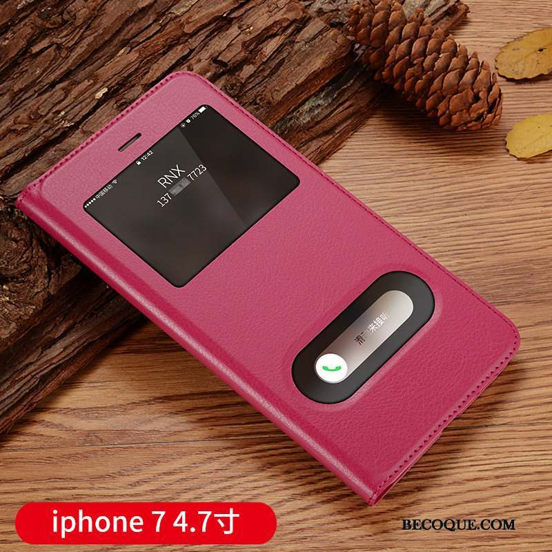iPhone 7 Coque Protection Étui Clamshell Or Rose Téléphone Portable Étui En Cuir