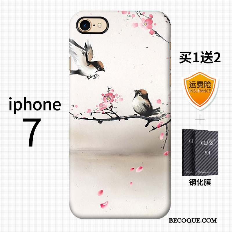 iPhone 7 Coque Style Chinois Vintage Délavé En Daim Vent Grue Difficile