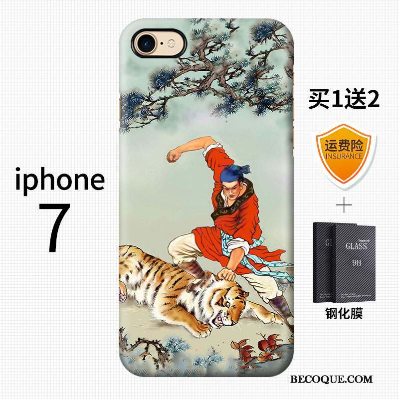 iPhone 7 Coque Style Chinois Vintage Délavé En Daim Vent Grue Difficile