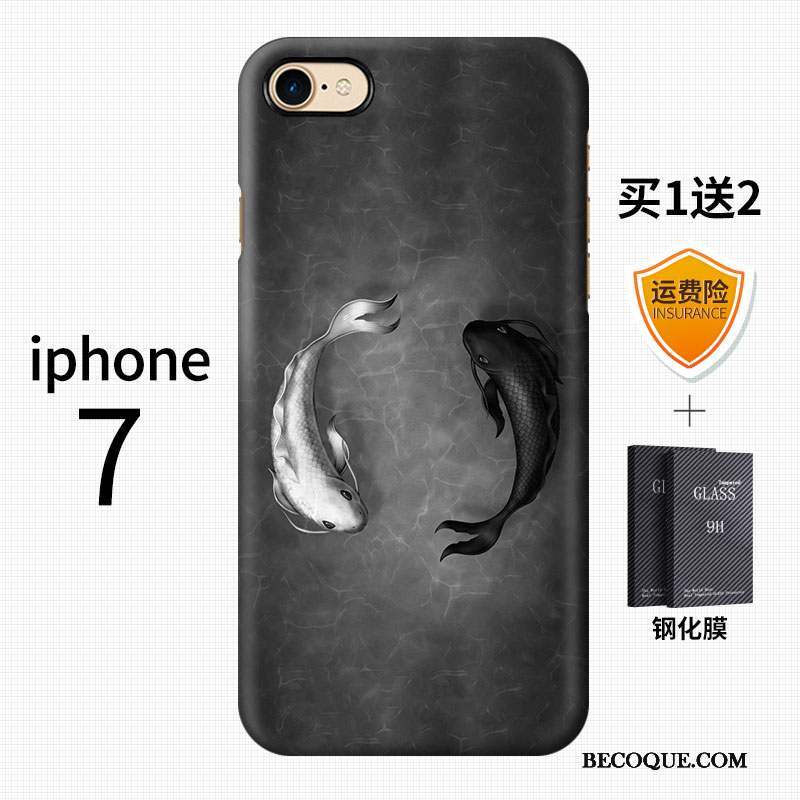 iPhone 7 Coque Style Chinois Vintage Délavé En Daim Vent Grue Difficile