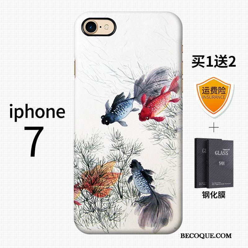 iPhone 7 Coque Style Chinois Vintage Délavé En Daim Vent Grue Difficile