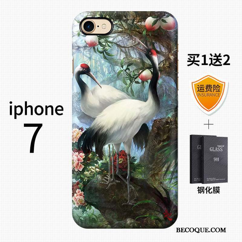 iPhone 7 Coque Style Chinois Vintage Délavé En Daim Vent Grue Difficile