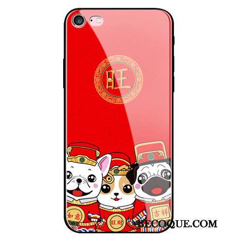 iPhone 7 Coque Verre Silicone Tendance Chiens Rouge Nouveau