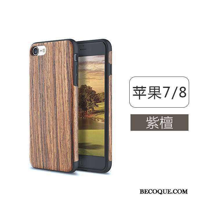 iPhone 7 Incassable Nouveau Tout Compris Silicone Grain De Bois Coque De Téléphone