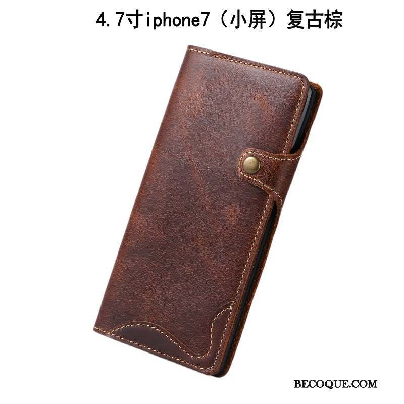 iPhone 7 Incassable Protection Étui Étui En Cuir Coque De Téléphone Vin Rouge