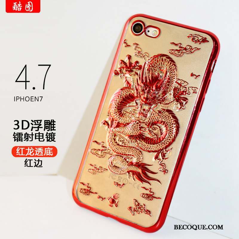 iPhone 7 Or Tendance Dragon Silicone Incassable Coque De Téléphone