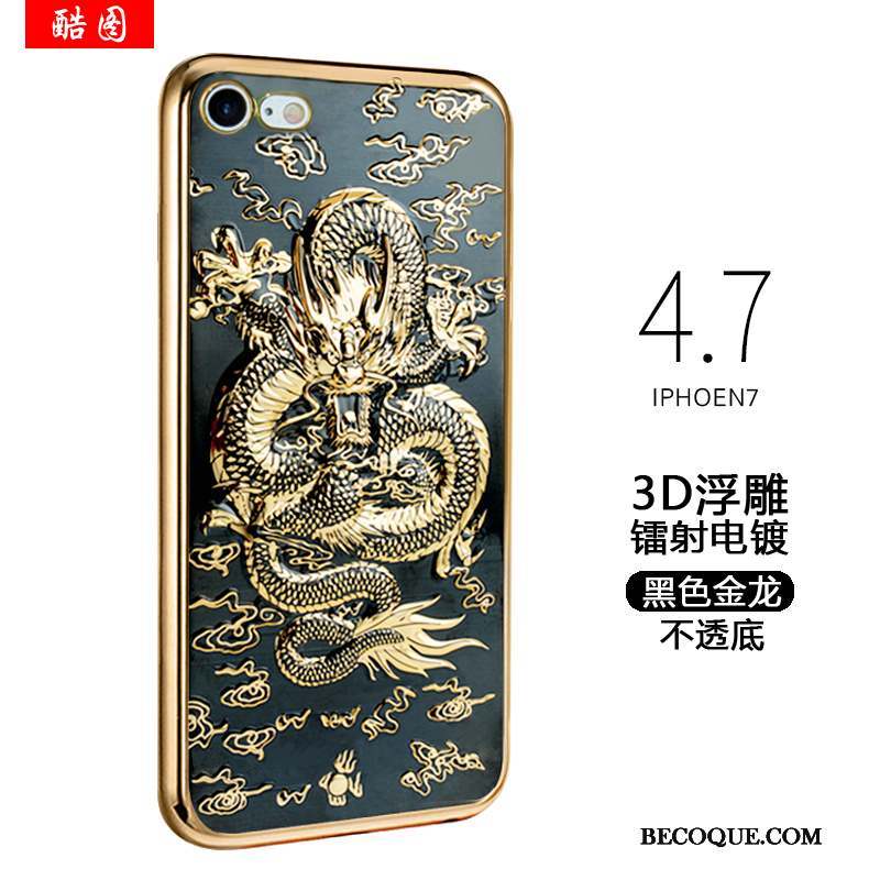 iPhone 7 Or Tendance Dragon Silicone Incassable Coque De Téléphone