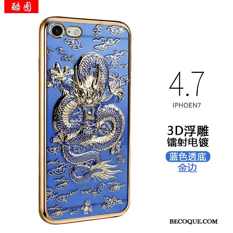 iPhone 7 Or Tendance Dragon Silicone Incassable Coque De Téléphone