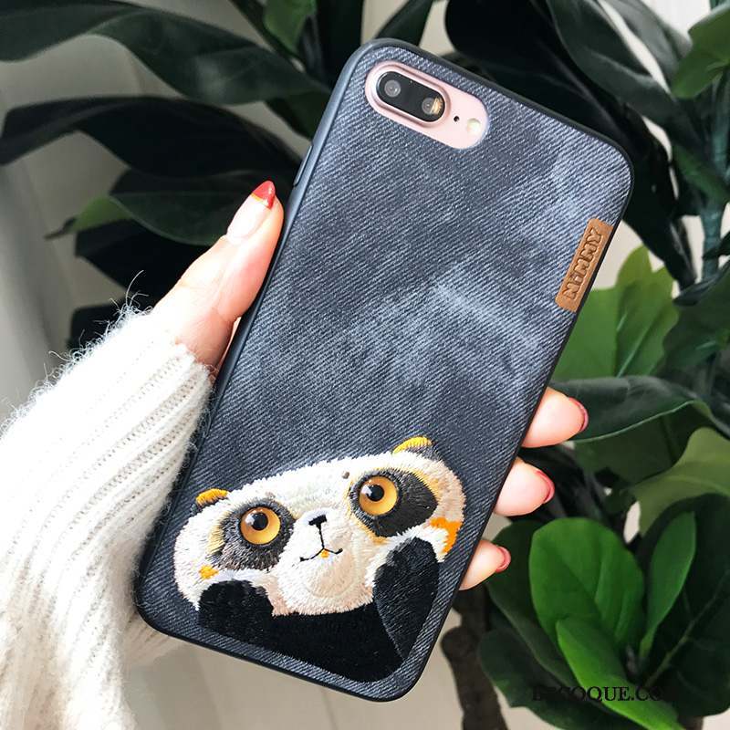 iPhone 7 Plus Amoureux Broderie Nouveau Coque De Téléphone Bleu Incassable