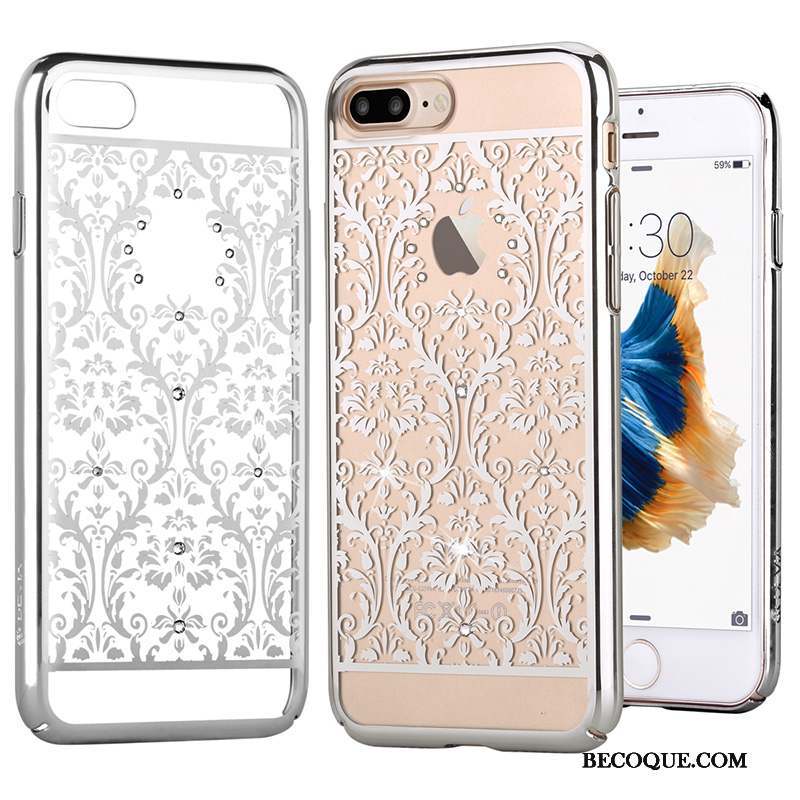 iPhone 7 Plus Coque Argent Strass Tout Compris Placage Étui Protection